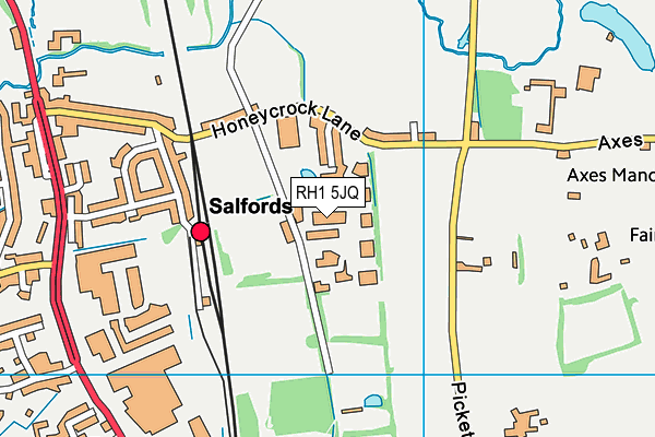 Monotype Perrywood Sports And Social Club map (RH1 5JQ) - OS VectorMap District (Ordnance Survey)