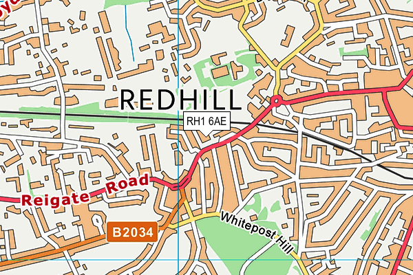 RH1 6AE map - OS VectorMap District (Ordnance Survey)