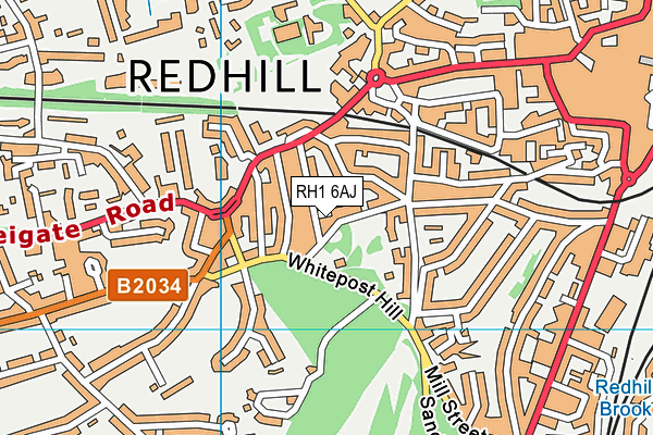RH1 6AJ map - OS VectorMap District (Ordnance Survey)