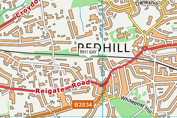 RH1 6AY map - OS VectorMap District (Ordnance Survey)