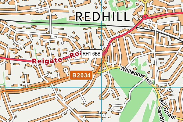RH1 6BB map - OS VectorMap District (Ordnance Survey)