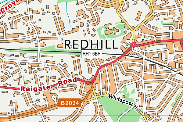 RH1 6BF map - OS VectorMap District (Ordnance Survey)