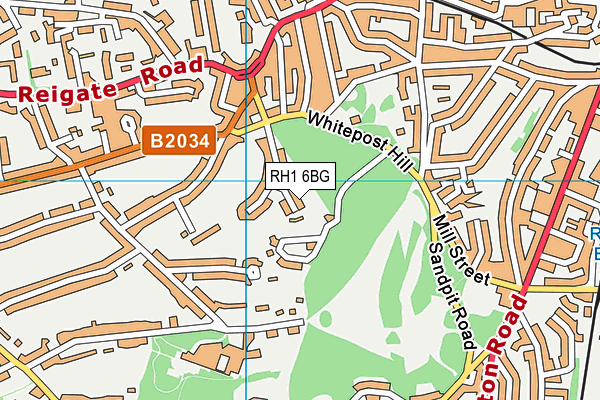 RH1 6BG map - OS VectorMap District (Ordnance Survey)