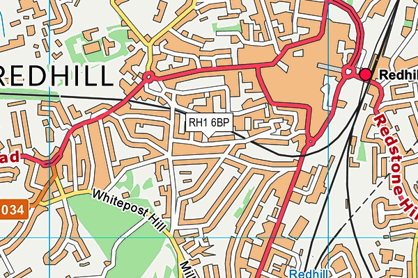 RH1 6BP map - OS VectorMap District (Ordnance Survey)
