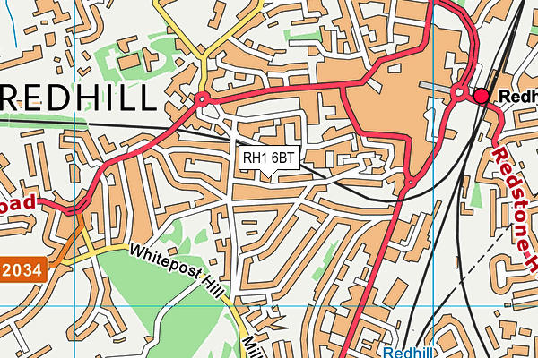 RH1 6BT map - OS VectorMap District (Ordnance Survey)