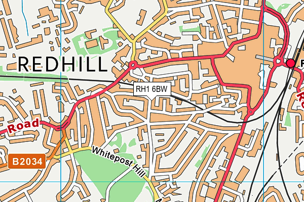 RH1 6BW map - OS VectorMap District (Ordnance Survey)