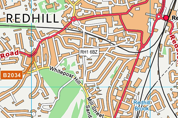 RH1 6BZ map - OS VectorMap District (Ordnance Survey)