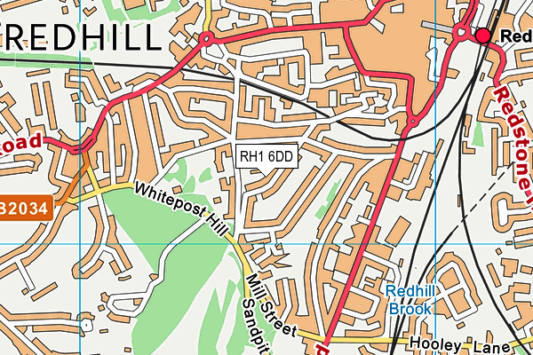 RH1 6DD map - OS VectorMap District (Ordnance Survey)