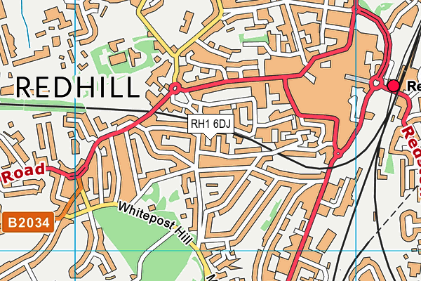 RH1 6DJ map - OS VectorMap District (Ordnance Survey)