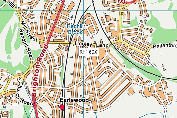 RH1 6DX map - OS VectorMap District (Ordnance Survey)