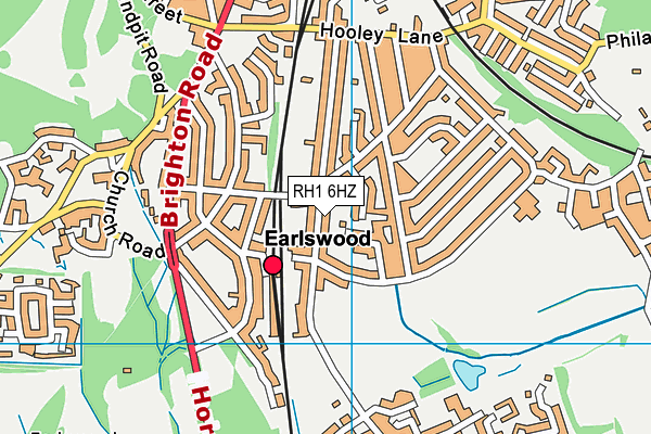 RH1 6HZ map - OS VectorMap District (Ordnance Survey)