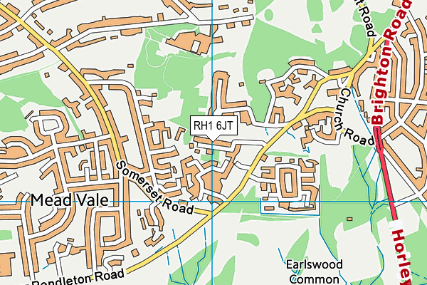 RH1 6JT map - OS VectorMap District (Ordnance Survey)