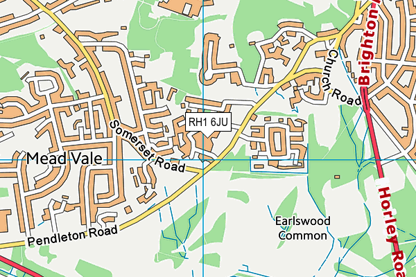 RH1 6JU map - OS VectorMap District (Ordnance Survey)