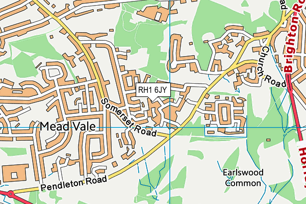 RH1 6JY map - OS VectorMap District (Ordnance Survey)