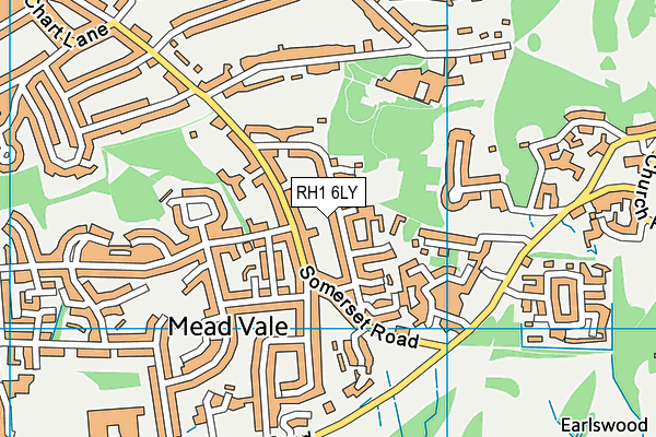RH1 6LY map - OS VectorMap District (Ordnance Survey)