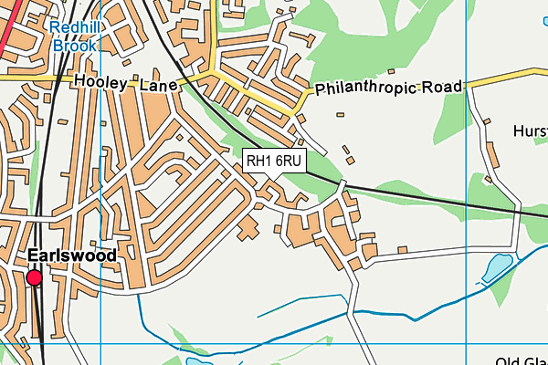 RH1 6RU map - OS VectorMap District (Ordnance Survey)