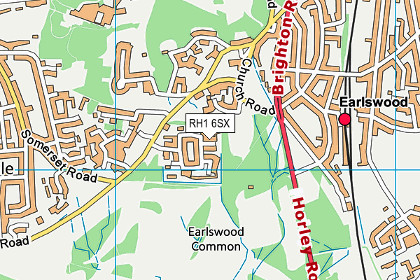 RH1 6SX map - OS VectorMap District (Ordnance Survey)