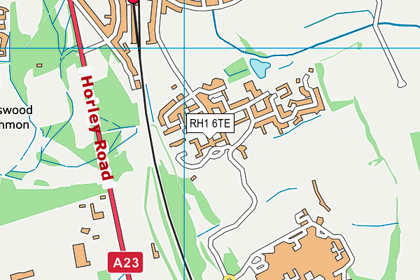 RH1 6TE map - OS VectorMap District (Ordnance Survey)