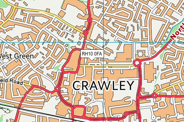 RH10 0FA map - OS VectorMap District (Ordnance Survey)