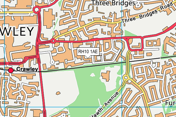 RH10 1AE map - OS VectorMap District (Ordnance Survey)