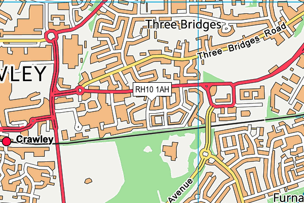 RH10 1AH map - OS VectorMap District (Ordnance Survey)