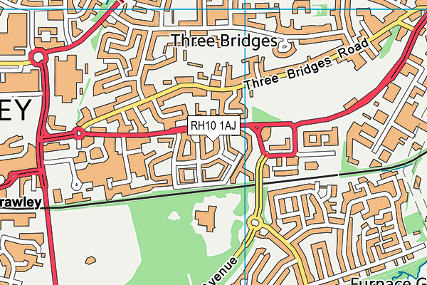 RH10 1AJ map - OS VectorMap District (Ordnance Survey)