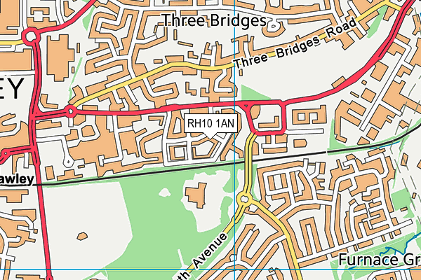 RH10 1AN map - OS VectorMap District (Ordnance Survey)