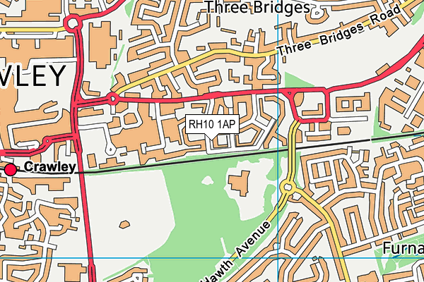 RH10 1AP map - OS VectorMap District (Ordnance Survey)