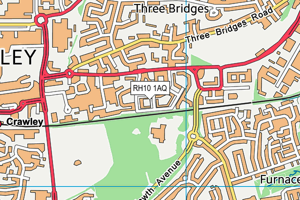 RH10 1AQ map - OS VectorMap District (Ordnance Survey)