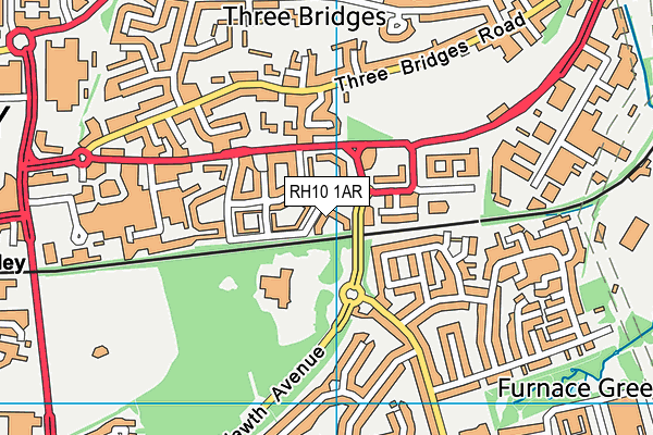 RH10 1AR map - OS VectorMap District (Ordnance Survey)