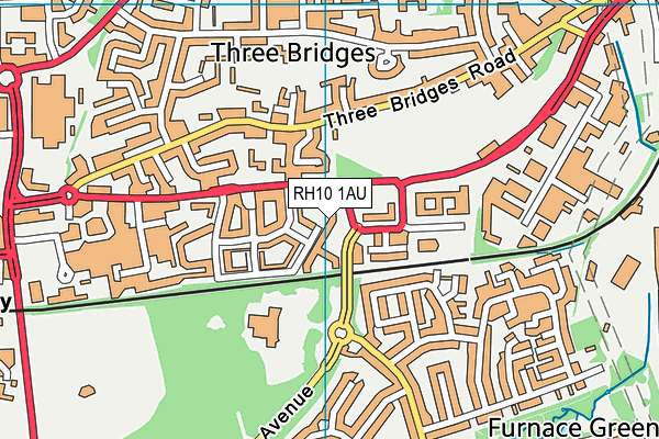 RH10 1AU map - OS VectorMap District (Ordnance Survey)