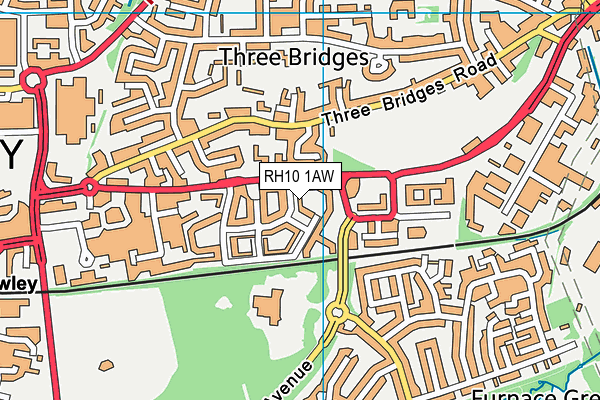 RH10 1AW map - OS VectorMap District (Ordnance Survey)