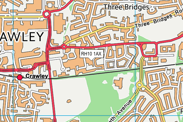 RH10 1AX map - OS VectorMap District (Ordnance Survey)