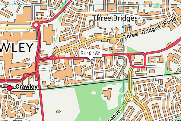 RH10 1AY map - OS VectorMap District (Ordnance Survey)