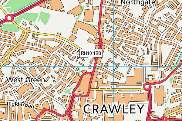 RH10 1BB map - OS VectorMap District (Ordnance Survey)