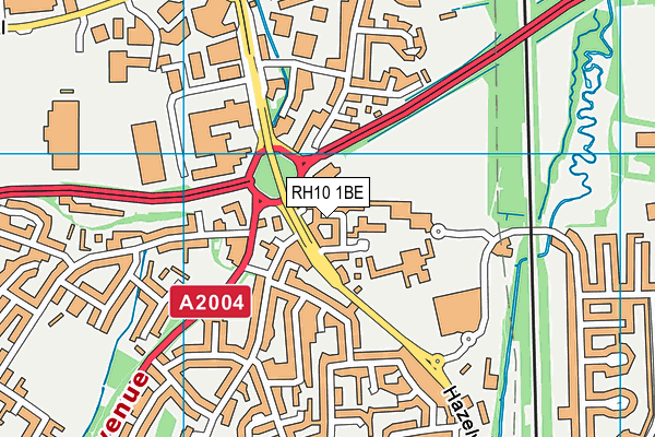 RH10 1BE map - OS VectorMap District (Ordnance Survey)