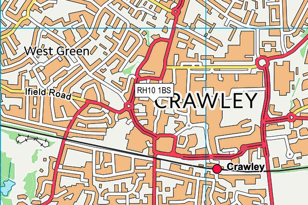 RH10 1BS map - OS VectorMap District (Ordnance Survey)