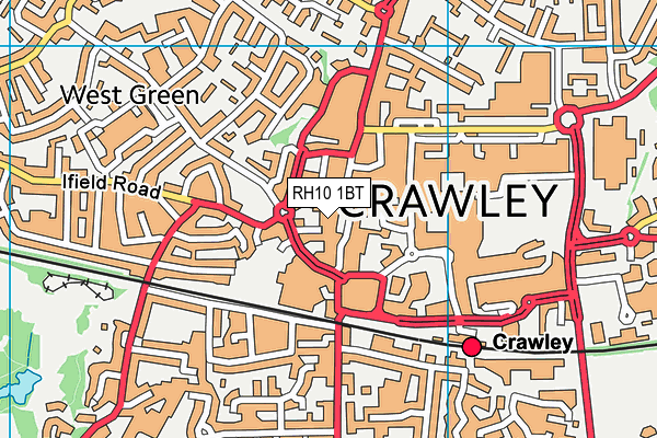 RH10 1BT map - OS VectorMap District (Ordnance Survey)