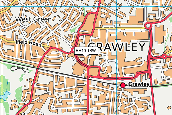 RH10 1BW map - OS VectorMap District (Ordnance Survey)