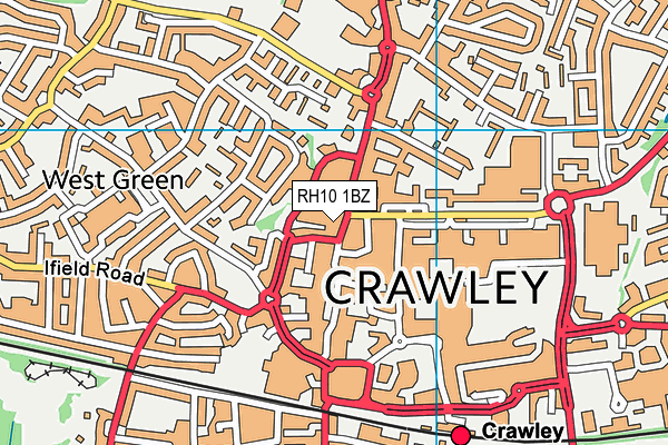 RH10 1BZ map - OS VectorMap District (Ordnance Survey)