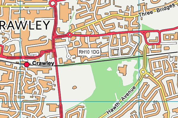 RH10 1DG map - OS VectorMap District (Ordnance Survey)