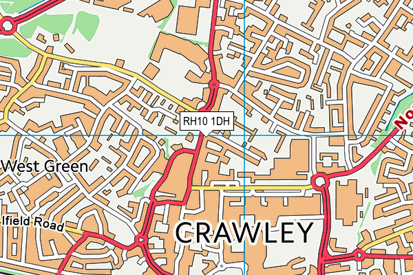 RH10 1DH map - OS VectorMap District (Ordnance Survey)