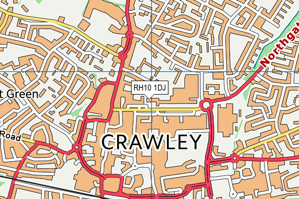 RH10 1DJ map - OS VectorMap District (Ordnance Survey)