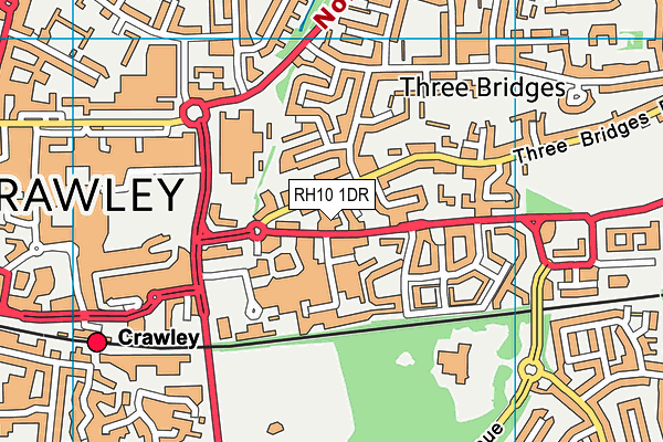 RH10 1DR map - OS VectorMap District (Ordnance Survey)