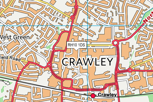 RH10 1DS map - OS VectorMap District (Ordnance Survey)