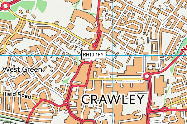 RH10 1FY map - OS VectorMap District (Ordnance Survey)