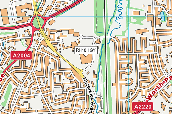 RH10 1GY map - OS VectorMap District (Ordnance Survey)