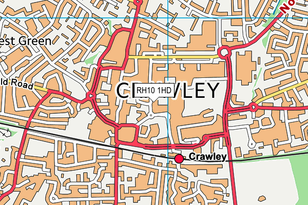 RH10 1HD map - OS VectorMap District (Ordnance Survey)