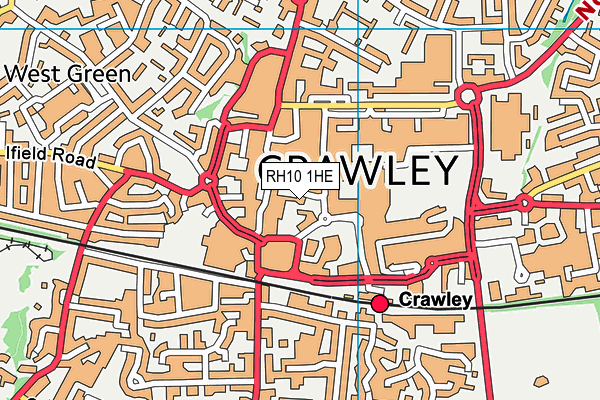 RH10 1HE map - OS VectorMap District (Ordnance Survey)