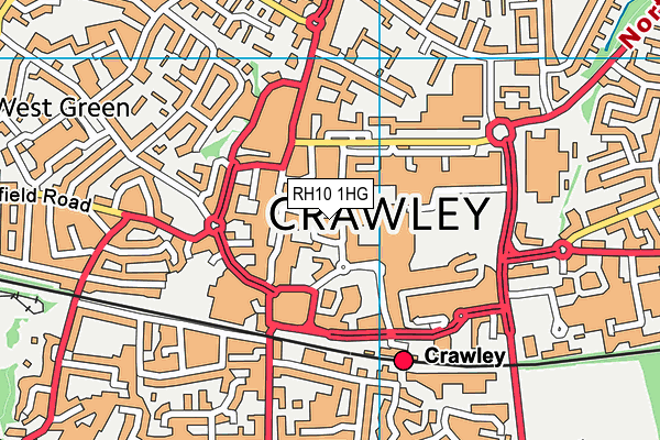 RH10 1HG map - OS VectorMap District (Ordnance Survey)